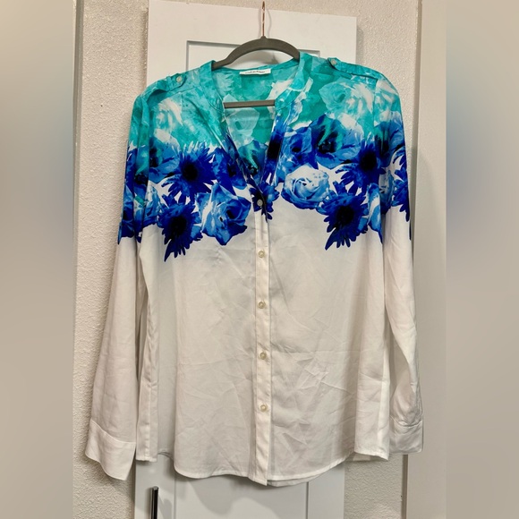 Calvin Klein Tops - 💙✨ Calvin Klein Floral Ombre Blouse — Fits Like Medium (EUC)